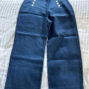 J. Crew Dark Blue Flare Jeans with Button Detail